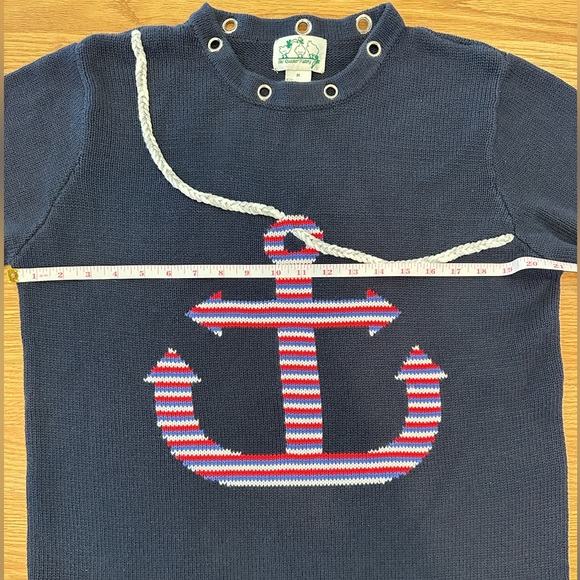 Quacker Factory Navy Blue Americana Anchor Crew Neck Sweater Size Medium - Picture 10 of 14